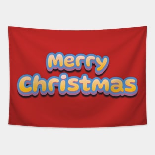 Merry Christmas Cute 3D Text Tapestry