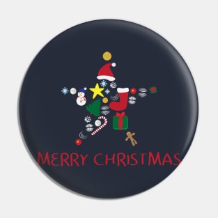 Star shape with Christmas elements and Merry Christmas greeting Pin