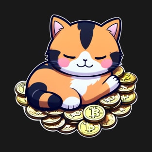 Crypto Cat HODL Bitcoin Design T-Shirt