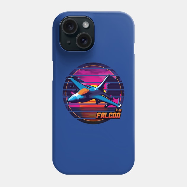 Neon Retro F-16 Falcon Phone Case by patrickkingart