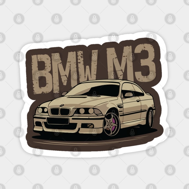 Bmw M3 E46 Drifting Vintage Car Magnet by Cruise Dresses