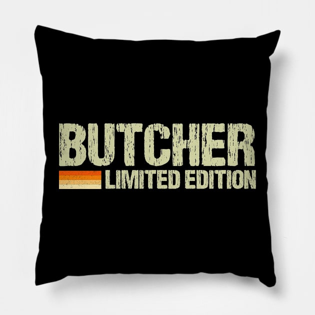 Butcher Butchery Fathers Day Gift Funny Retro Vintage Pillow by zyononzy