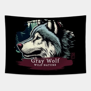 Gray Wolf - WILD NATURE - WOLF -1 Tapestry