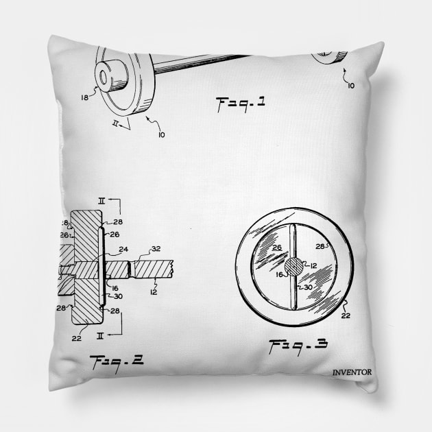 Weight Lifting Construction Vintage Patent Hand Drawing Pillow by TheYoungDesigns