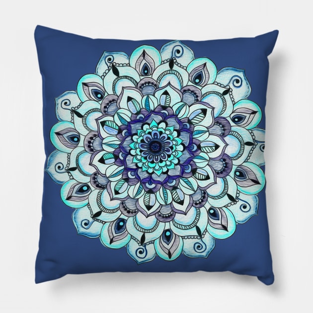 Tide Meets Shore - Mandala Pillow by tangerinetane