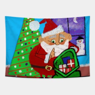 Santa Visiting on Christmas Eve Tapestry