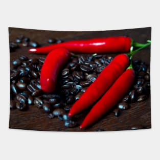 Hot Chili and Coffee Beans Tapestry