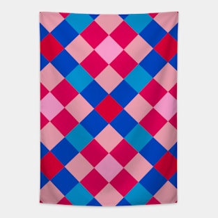 Red and Blue Checkered Gingham Pattern Tapestry