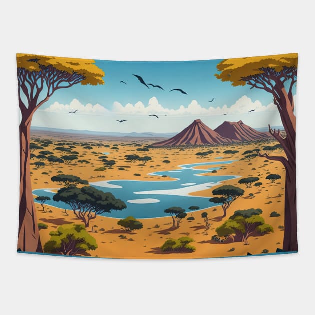 The Serengeti National Park Tapestry by fleurdesignart