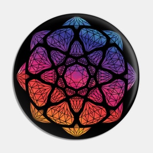 Sunset Watercolor Crystal Mandala - Silhouette Pin