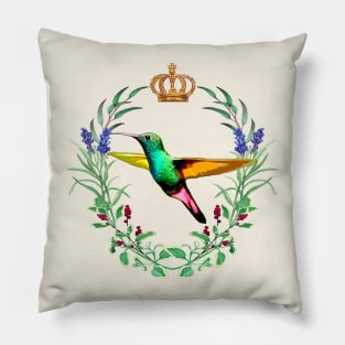Hummingbird Queen Crown Floral Garden Lovers Gardener's Wreath Pillow