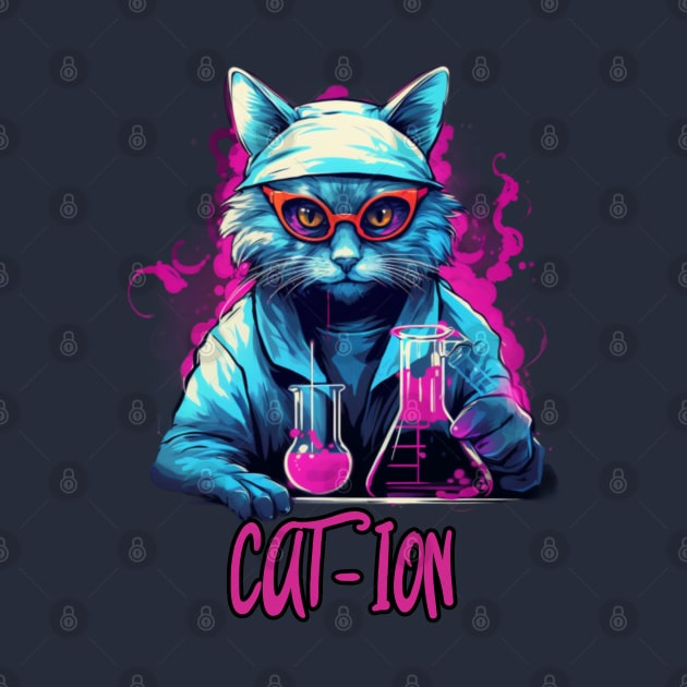 Chemist cat, cation, chemistry, laboratory, kitty in lab, gift present ideas by Pattyld