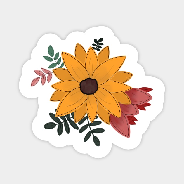 Cute Yellow Floral Drawing Magnet by Slletterings