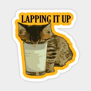 Lapping It Up Cute Tabby Drinking Milk From A Glass Magnet