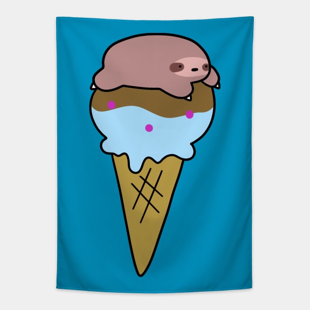 Sloth Icecream Cone Tapestry by saradaboru