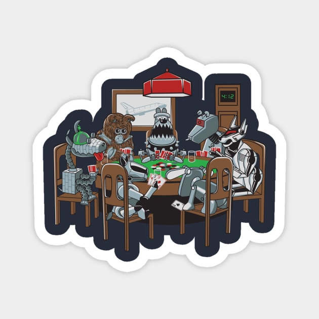 Robot Dogs Playing Poker Magnet by zomboy