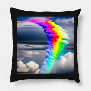 Rainbow Clouds Celestial Gift Sky Surreal Surrealistic Surrealism Pillow