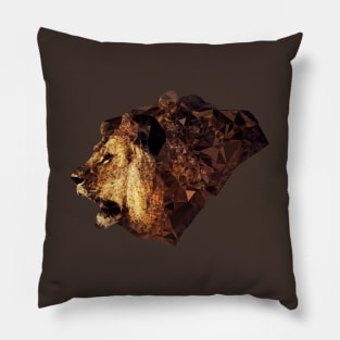 Male lion head and mane - polygon effect Pillow