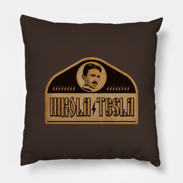 Vintage Tesla Tribute Pillow by CTShirts