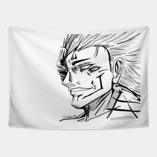 the old shaman cursed energy art ecopop manga style Tapestry