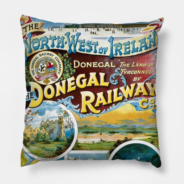 Vintage Travel Poster Ireland The North-West of Ireland Donegal Pillow by vintagetreasure