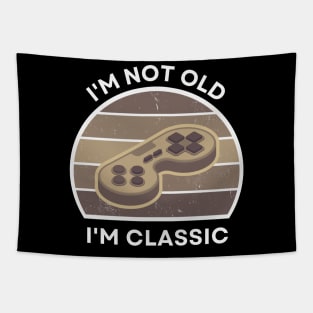 I'm not old, I'm Classic | Game Controller | Retro Hardware | Sepia | Vintage Sunset | '80s '90s Video Gaming Tapestry