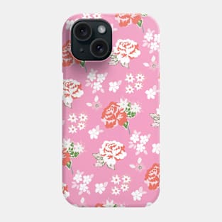 Pink White Pastel Color Flower Pattern Phone Case