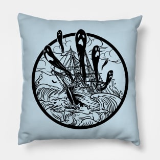 Ghost Ship Pirate Folklore Nautical Illustration Pillow