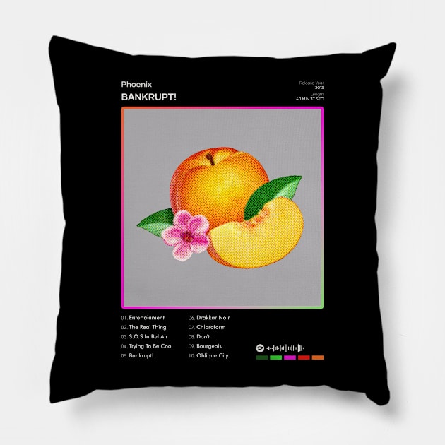 Phoenix - Bankrupt! Tracklist Album Pillow by 80sRetro