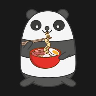 Kawaii Panda Eating Ramen Noodles T-Shirt