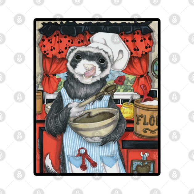 Chef Ferret - Black Outlined Design by Nat Ewert Art