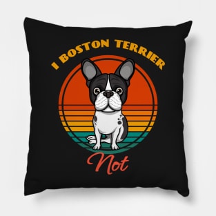 I Boston Terrier Not Dog puppy Lover Cute Sunser Retro Funny Pillow