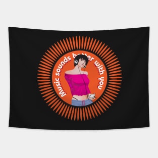 Music Sounds Better with You (Orange Funk) Tapestry