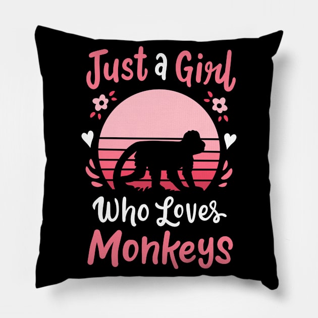 Monkey Ape Monkey Lover Retro Pillow by CreativeGiftShop