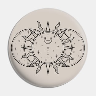 Vintage Celestial Sun and Moon Pin