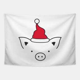 pig piglet Santa Claus Christmas Tapestry