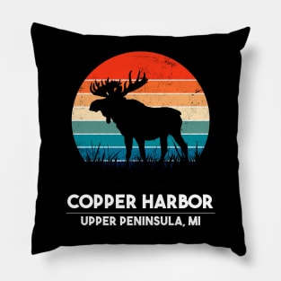 Copper Harbor Upper Peninsula Moose Sunset Pillow