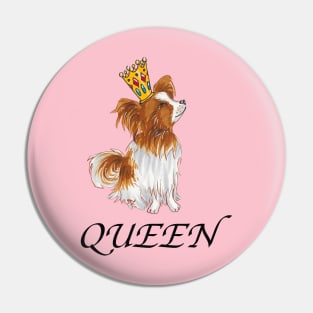 Queen Papillon Puppy Pin