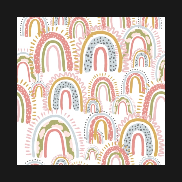 cute boho rainbow pattern white by ArtInPi