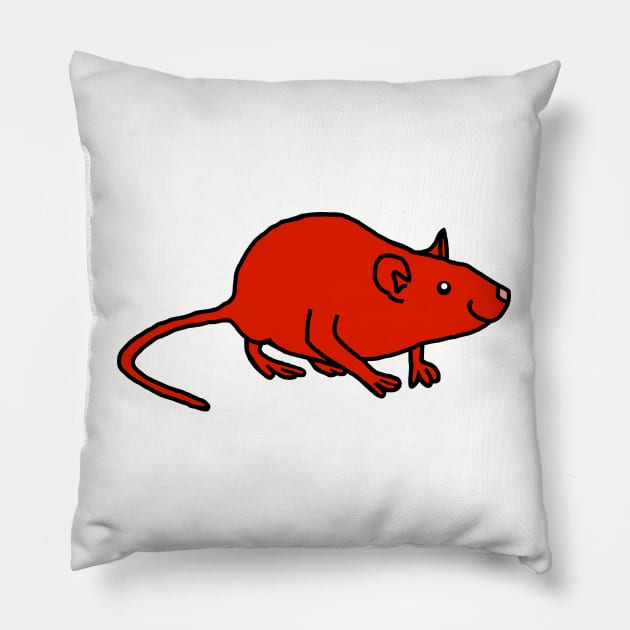 Red Rat Minimal Line Drawing Pillow by ellenhenryart