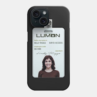 Severance series lumon industries HELLY RIGGS Badge fan works graphic design by ironpalette Phone Case