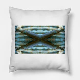 Blue Abstract Pipes on Corrugated Iron Pillow