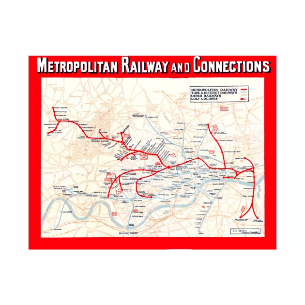 Vintage Metropolitan Railway Map of London by Random Railways