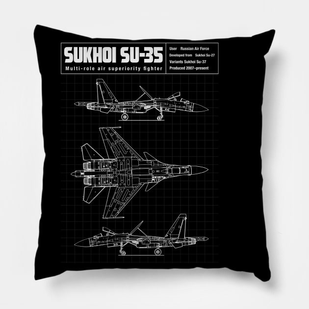 SU-35 AIR SUPERIORITY FIGHTER Pillow by theanomalius_merch