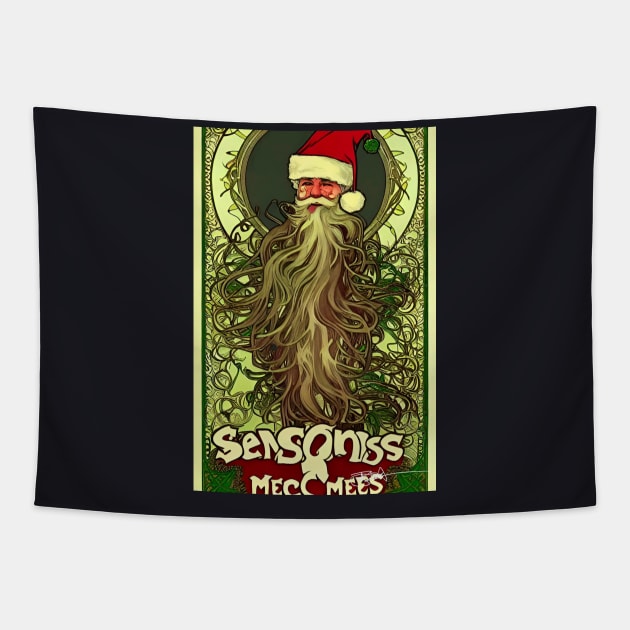 Stoner Santa Psychedelic 60s Tapestry by Benito Del Ray