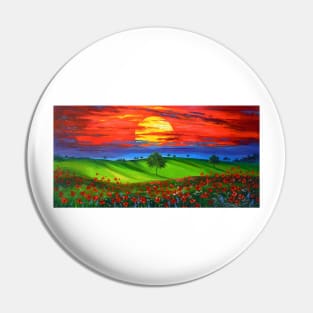 Sunset over poppy field Pin