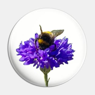 Bumblebee on a Blue Cornflower Pin