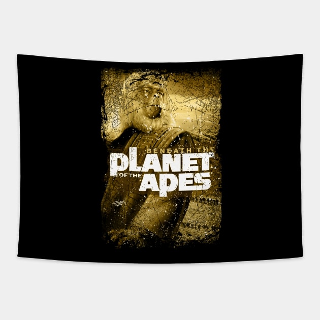 The Forbidden Zone's Secret Beneath The Planet Of The Apes Revealed Tapestry by Skateboarding Flaming Skeleton