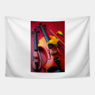 Baroque Strings With Calla Lillies Tapestry