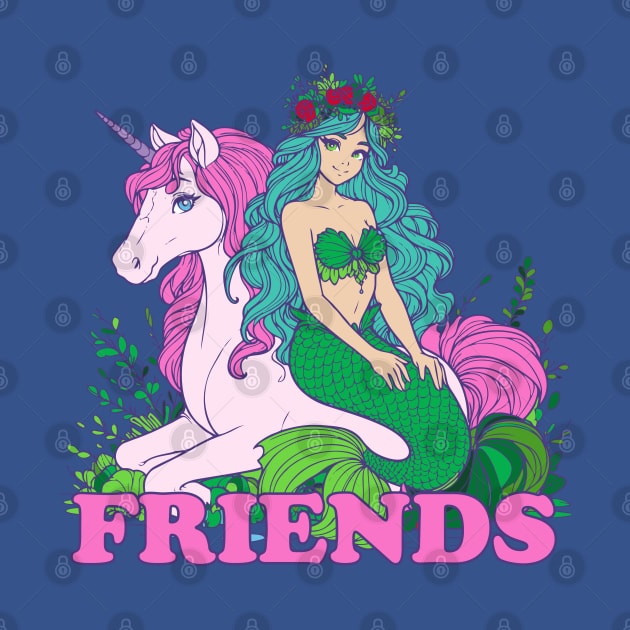 Mermaid and Unicorn: Friends by DavesTees